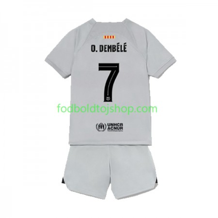 FC Barcelona Ousmane Dembele 7 Børn 3. Fodboldsæt 2022-23 S/S (+ Korte bukser)